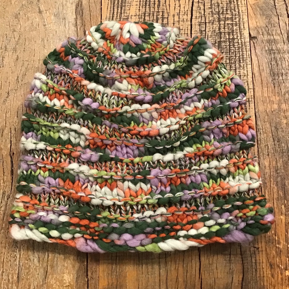 Green Multi Knitted Stretch Beanie